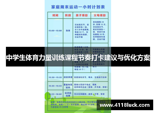 中学生体育力量训练课程节奏打卡建议与优化方案